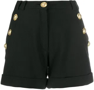 High-Waisted Logo-Button Shorts