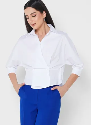 Cross Neck Button Detail Shirt