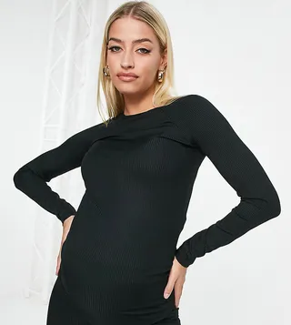 ASOS 4505 Maternity long sleeve training top in rib - part of a set