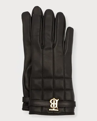 Victoria TB Monogram Quilted Leather Gloves