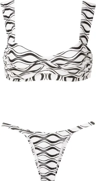 Wave-Print Tanga Bikini Set