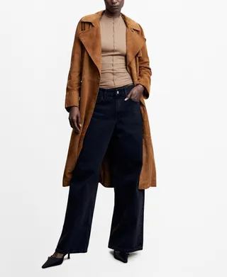 Mango Women's Leather Trench Coat