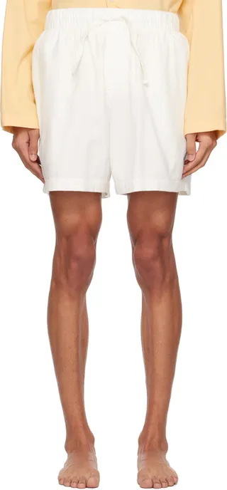 Tekla Off-White Oversized Pyjama Shorts