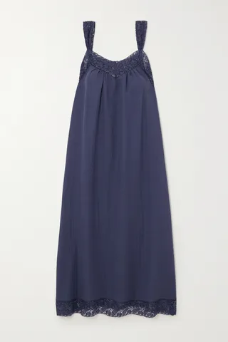Eres - Pergola Meridienne Lace-trimmed Cotton-gauze Nightdress - Blue