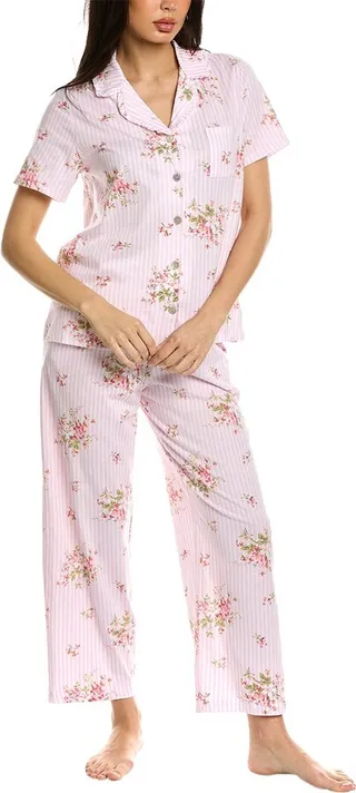 Carole Hochman 2pc Notch Collar Pajama Pant Set