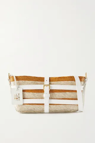 Altuzarra - Watermill Leather-trimmed Striped Raffia Shoulder Bag - Orange