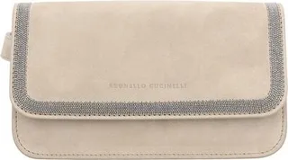 Brunello Cucinelli Logo Printed Foldover-Top Shoulder Bag