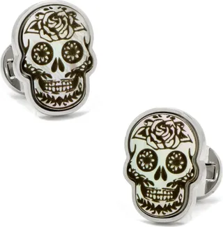 Day of the Dead Skull White Mother of Pearl Cufflinks