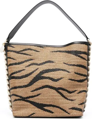 Tiger Stripe Raffia Tote Bag