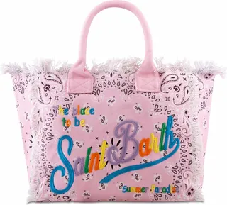Vanity Canvas Shoulder Bag With Pink Bandanna Print