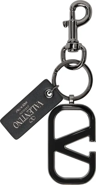 Valentino Garavani Black & Gunmetal VLogo Keychain