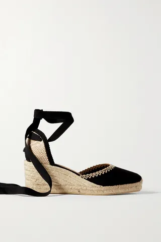 Castañer - + Net Sustain Comin 60 Embroidered Canvas Wedge Espadrilles - Black