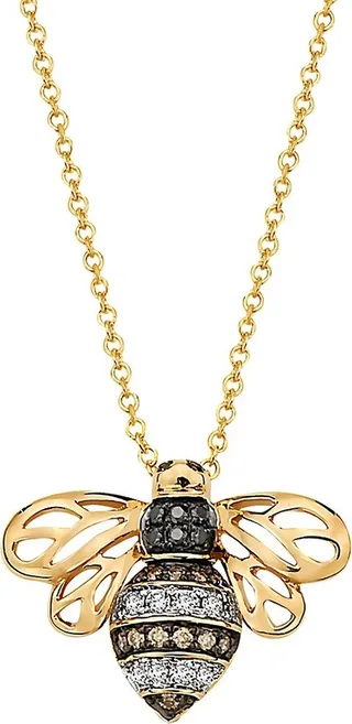 14K Yellow Gold & Diamond Bee Pendant Necklace