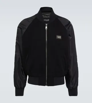 Logo wool-blend bomber jacket