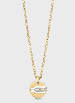 Round Charm And Hexagon Pendant Necklace