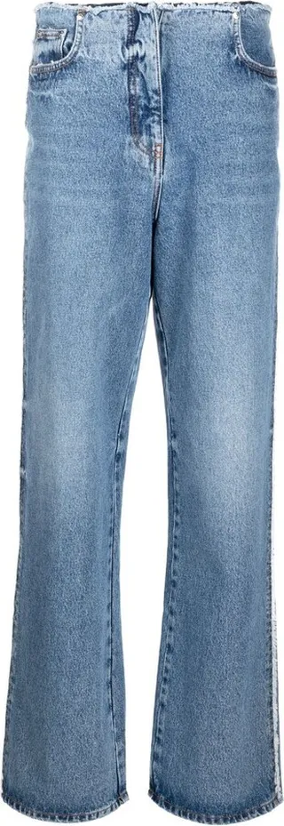 Distressed Wide-Leg Jeans