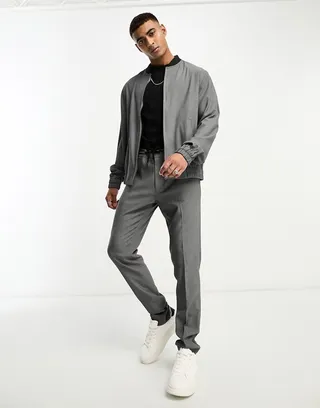 ASOS DESIGN smart skinny pants in pin dot texture in black - part of a set