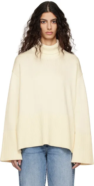 Totême Off-White Dropped Shoulder Turtleneck