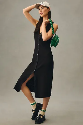 Stateside Sleeveless Buttondown Dress Black