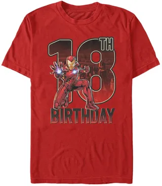 Fifth Sun Men's Marvel Iron Man 18th Birthday Action Pose Short Sleeve T-Shirt