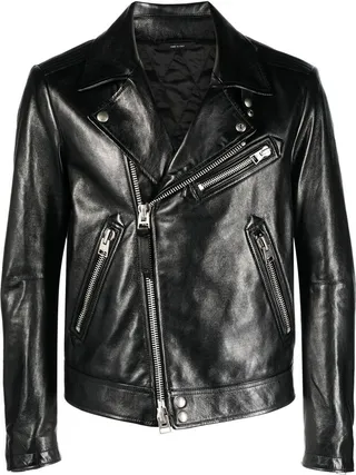 Smooth leather biker jacket