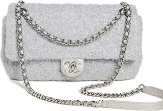 What Goes Around Comes Around Chanel Sliver Knit Pluto Glitter Flap Crossbody