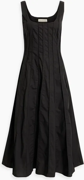 Tallulah pintucked cotton-poplin midi dress