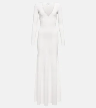 Knitted V-neck maxi dress