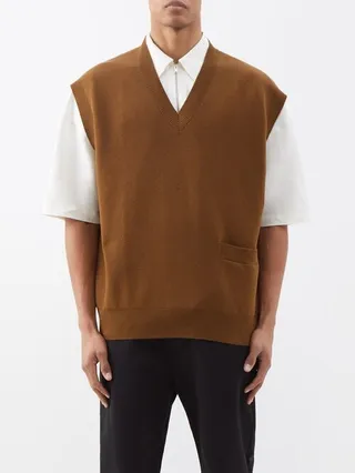 Foss Oversized Wool And Cotton-blend Sweater Vest