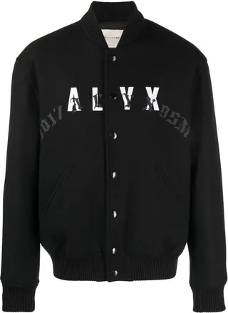 Leather-Logo Bomber Jacket