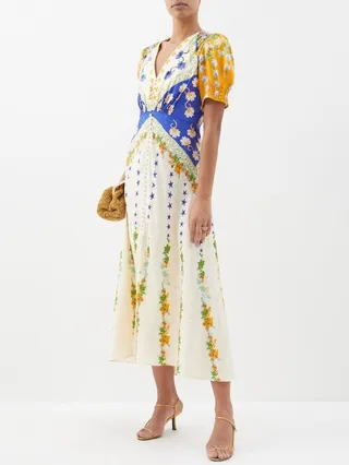 Lea Floral-print Silk Midi Dress