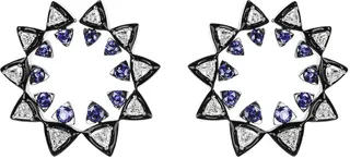 V 18k White Gold Diamond & Sapphire Sun Earrings