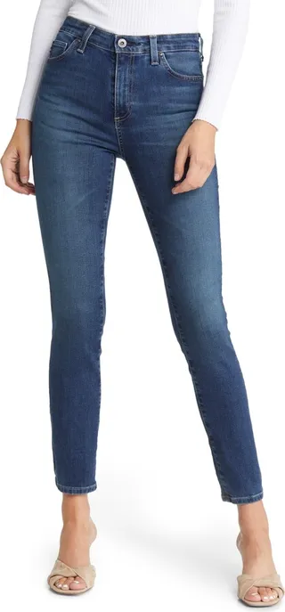 Mari High Waist Ankle Slim Straight Leg Jeans
