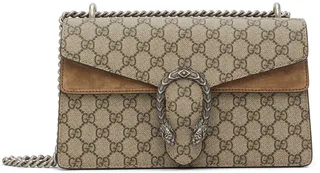 Gucci Beige & Brown GG Supreme Small Dionysus Bag