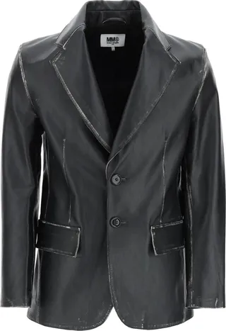 Mm6 Maison Margiela Worn-Out Effect Leather Jacket