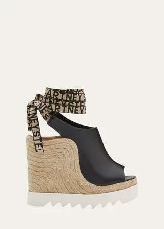 Web Ankle-Wrap Espadrille Wedges
