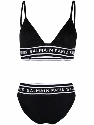 Ribbed Logo Triangle Bikini