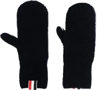 4-Bar stripe cable-knit gloves