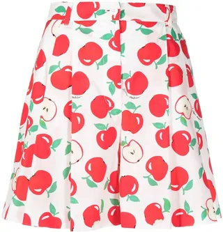 Apple Print Pleated Shorts