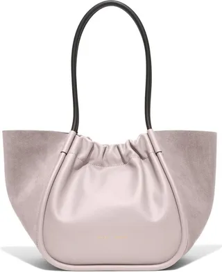large Ruched suede tote bag