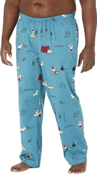 L.L.Bean Comfort Stretch Woven Sleep Pants - Tall (Light Teal Buddy The Dog) Men's Pajama
