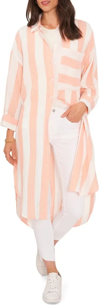 Striped Button-down Tunic