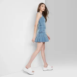 Women's Sleeveless Denim Dress - Wild Fable™ Medium Wash XXS