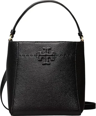 Tory Burch McGraw Small Bucket Bag (Black) Tote Handbags