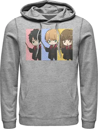 Men's Harry Potter Anime Best Friends Pull Over Hoodie - Athletic Heather - Medium