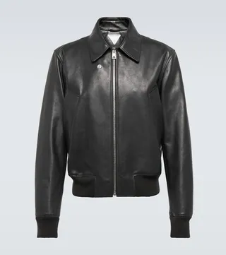 Leather blouson jacket