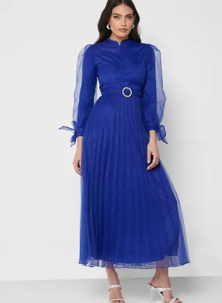 Puff Sleeve Belted Dress