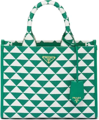 Small Prada Symbole embroidered fabric handbag