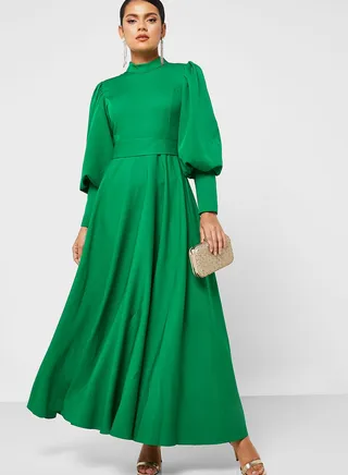 Puff Sleeve A-Line Dress