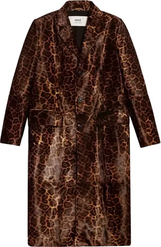 Leopard-Print Button-Front Coat